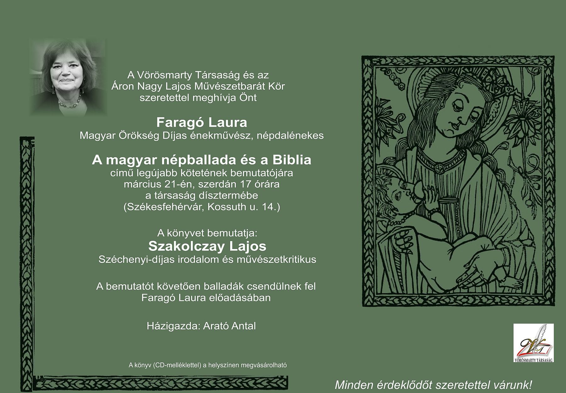A magyar népballada és a Biblia – Faragó Laura kötetét mutatják be Fehérváron